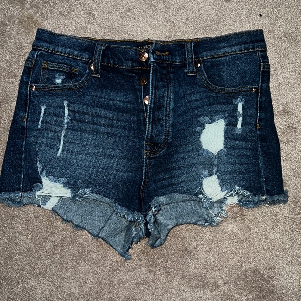 The Story Continues Distressed Denim Shorts